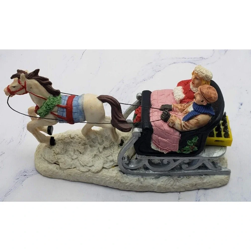 Coca Cola Town Square Collection Accessory Sleigh Ride 64324 Couple w/ Horse